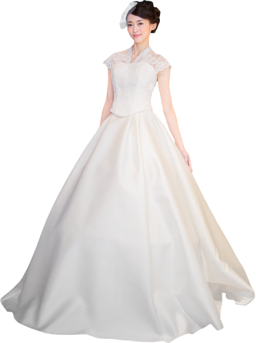 セパレートウェディングドレスを着た新婦モデル