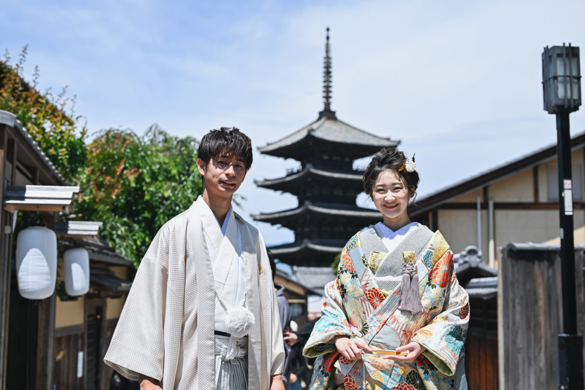八坂の塔で撮った結婚写真、結婚写真として人気の一枚