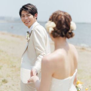 葛西臨海公園・海浜公園で撮影した新郎新婦のウェディングフォト