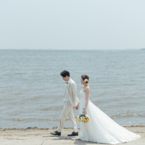 葛西臨海公園・海浜公園で撮影した新郎新婦のウェディングフォト