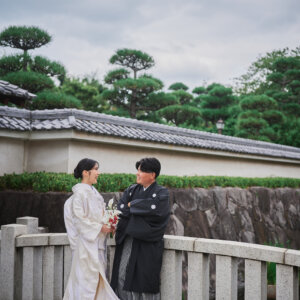 新郎新婦の前撮り撮影より 滝と竹林に包まれて。自然の中で残す、ふたりの和装前撮り
