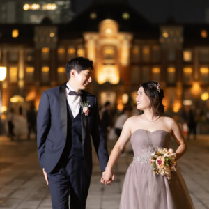東京駅ならではの雰囲気を活かした結婚写真