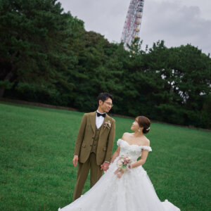新郎新婦の前撮り撮影より 自然体の笑顔が映える、葛西臨海公園ロケーション