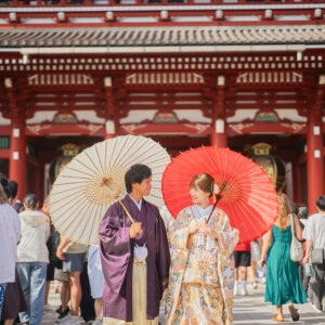 ふたりの原点を巡る、浅草・スカイツリーのウェディングフォト の結婚写真・前撮りカット