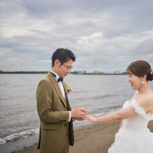 葛西臨海公園・海浜公園で撮影した新郎新婦のウェディングフォト