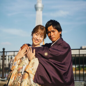ふたりの原点を巡る、浅草・スカイツリーのウェディングフォト の結婚写真・前撮りカット