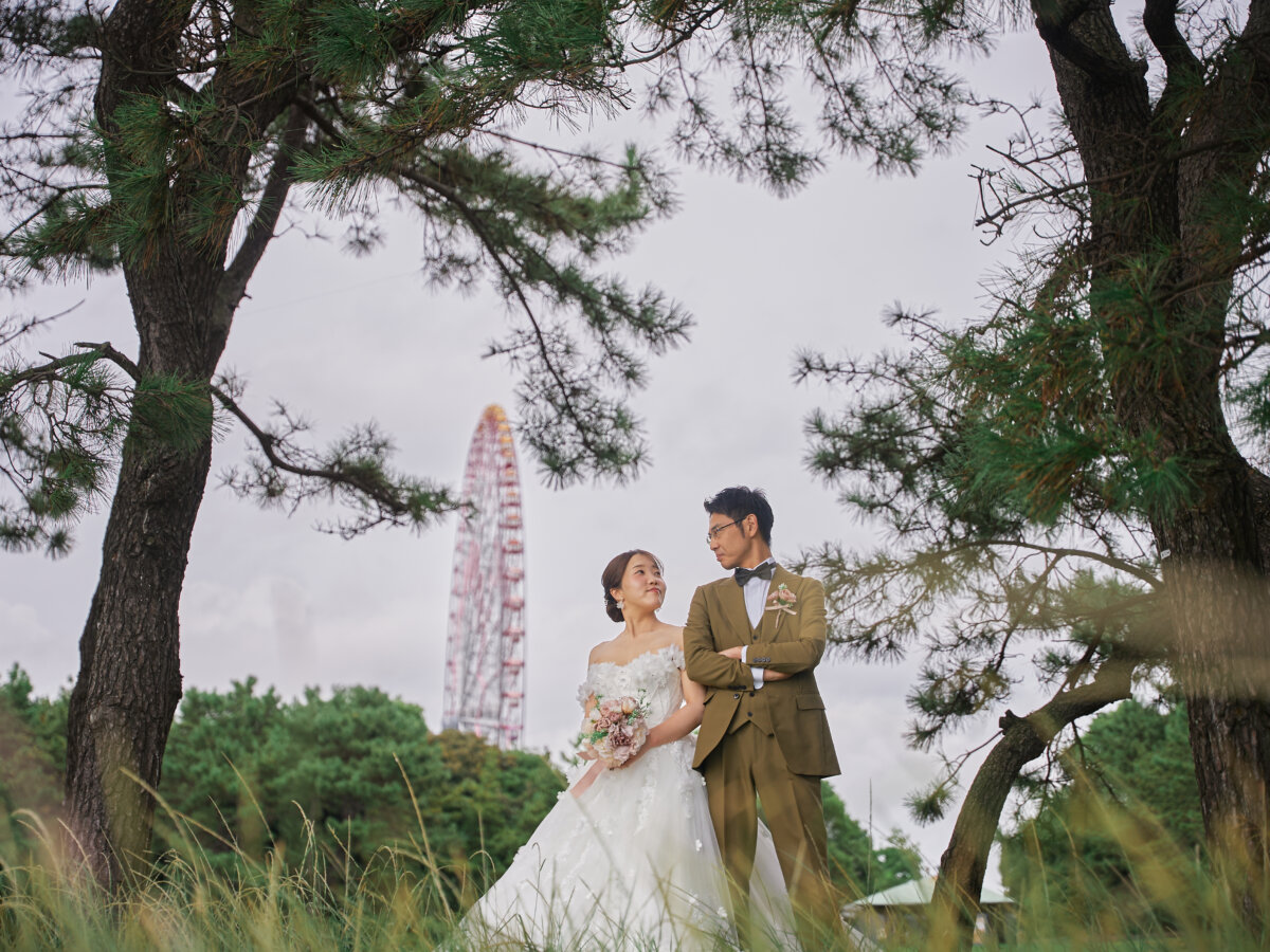 葛西臨海公園・海浜公園で撮影した新郎新婦のウェディングフォト